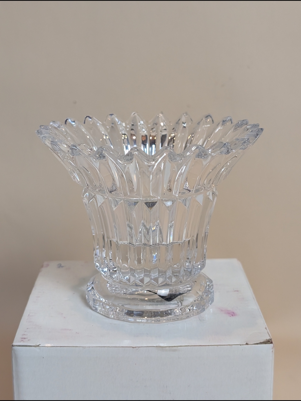 Mikasa Clear Cut Crystal Tea Votive - Radiant Glass Accent with Box